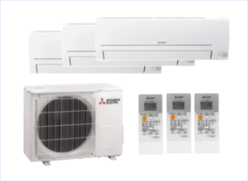 Sistema multisplit Mitsubishi 3x1 para climatizar tres estancias